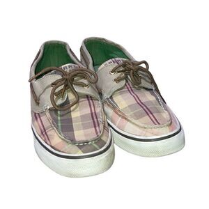 Sperry Top-Sider Sz 10 Plaid Nautical Preppy Casual Boat Shoes Slide On Loafers